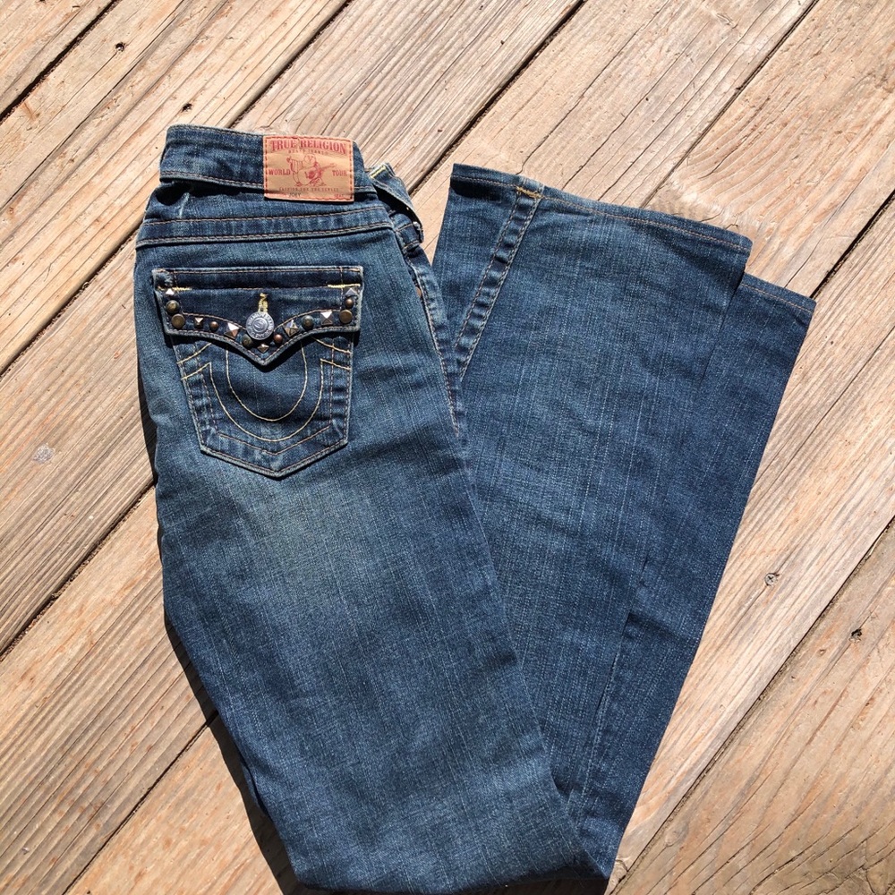 True religion “Joey” studded denim flare jeans